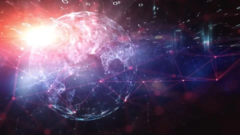 Digital earth sphere with cyberspace data animation Stock Footage 337429168