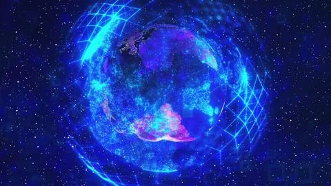 Digital Earth with stroke blocks Illustrazione stock