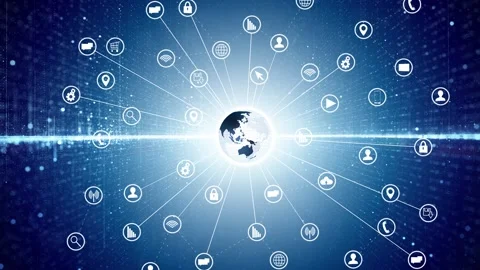 Digital earth technology lines connection icons animation Stock Footage 333216444