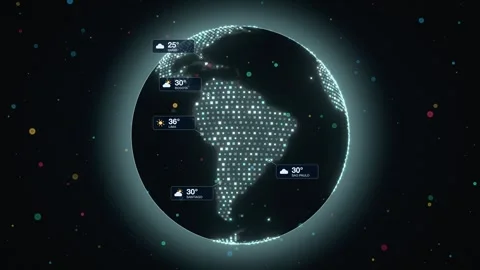 Digital earth weather station network loop Stock Footage 343397389