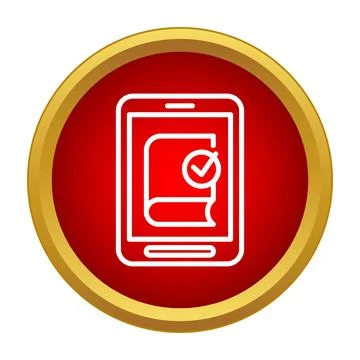 Digital ebook reading on tablet mobile device icon Stock Illustration