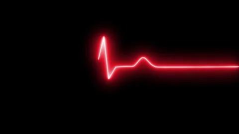 Digital ECG Display with Flatline and Spike, Neon Glowing Heartbeat Pulse W.. Stock Footage 314657247