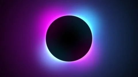 Digital eclipse background with vibrant magenta and blue neon light Stock Footage 318938141
