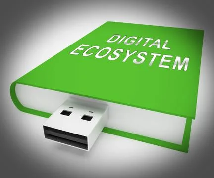 Digital Eco System Data Interaction 3d Rendering Stock Illustration