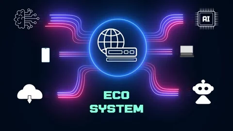 Digital Eco System Sustainable Tech Global Network Concept Stock Footage 328137526