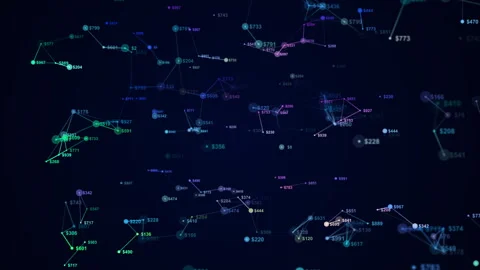 Digital Economy with Plexus Connection Network Video Animated Background Stock Footage 338068091