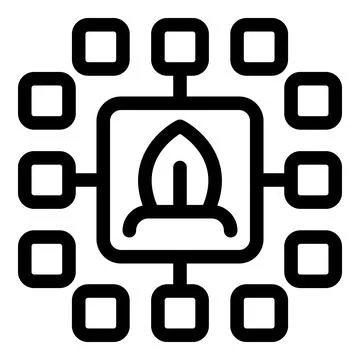 Digital ecosystem connecting data points with a central plant icon Stock Illustration