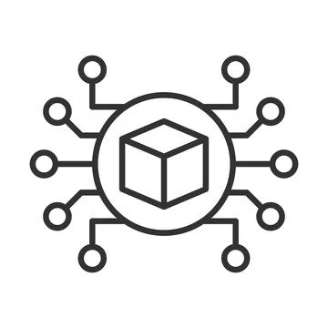Digital ecosystem icon in line design. connected platform, digital environment Illustrazione stock
