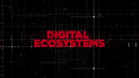 Digital Ecosystems Text Animation on Digital Background Stock Footage 343463275