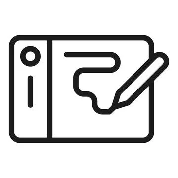 Digital edit tablet icon outline vector. Stroke tool 스톡 일러스트