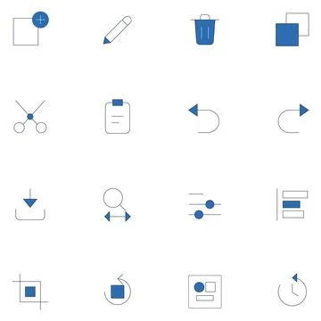 Digital Editing and User Interface Icons Set Stock Illustration