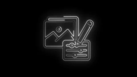 Digital editing icon graphic design concept with pencil and sliders for image Stock Footage 333958370