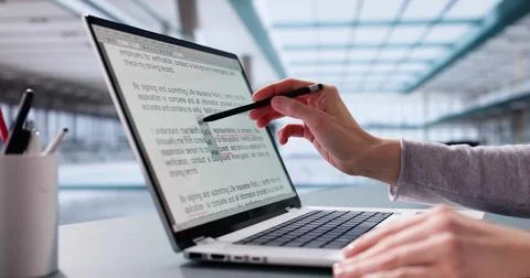 Digital editor corrects errors in manuscript Stock Photos