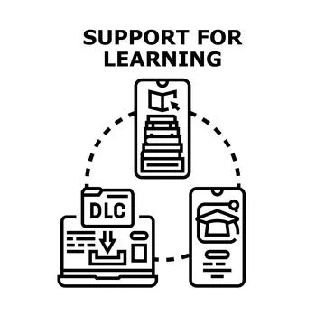 Digital education applications providing interactive learning support Stock Illustration