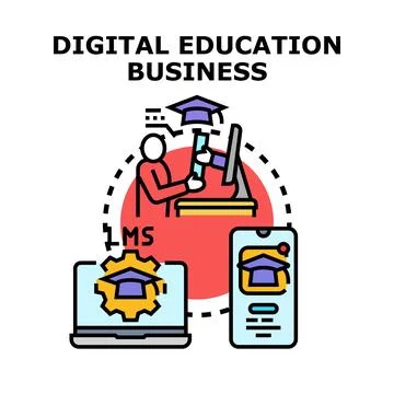 Digital education business teaching learning management system concept Stock Illustration