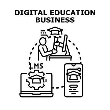 Digital education business teaching learning management system concept Stock Illustration