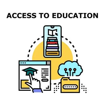 Digital education concept accessing online learning resources Illustrazione stock