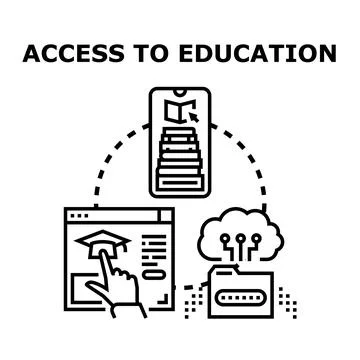 Digital education concept accessing online learning resources Stock Illustration