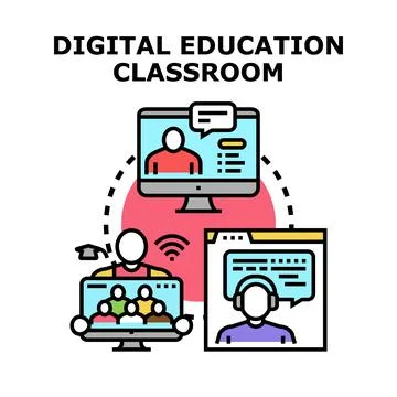 Digital education concept forming virtual classroom network Stock Illustration