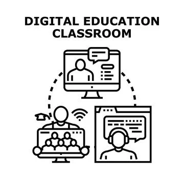 Digital education concept forming virtual classroom network Stock Illustration