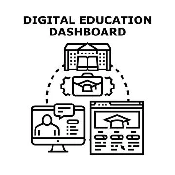 Digital education dashboard concept remote learning system Stock Illustration