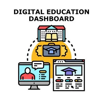 Digital education dashboard concept remote learning system Stock Illustration