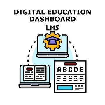 Digital education dashboard learning management system concept Illustrazione stock