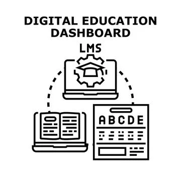 Digital education dashboard learning management system concept Stock Illustration