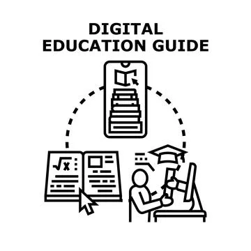 Digital education guide concept for online learning Illustrazione stock
