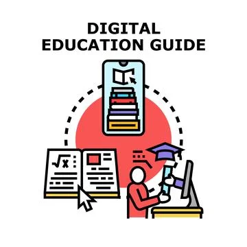 Digital education guide concept for online learning Иллюстрация