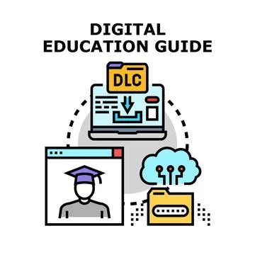 Digital education guide concept receiving online course information Stock Illustration
