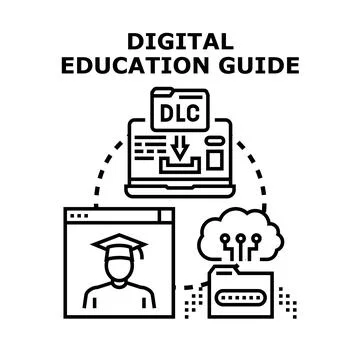 Digital education guide concept receiving online course information Stock Illustration