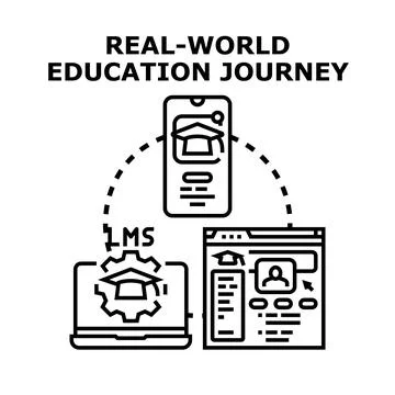 Digital education journey using online learning management systems Stock Illustration