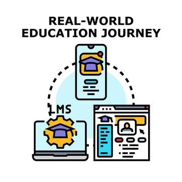 Digital education journey using online learning management systems Stock Illustration