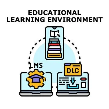 Digital education learning environment connecting online platforms Illustrazione stock
