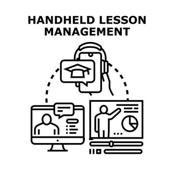 Digital education management with mobile technology application Stock Illustration