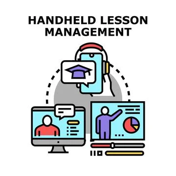 Digital education management with mobile technology application Stock Illustration