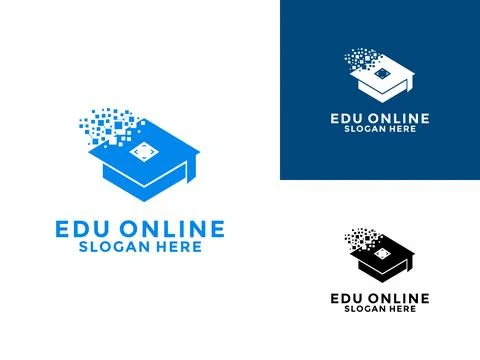 Digital Education online logo vector, university, academy logo design vecto.. Stock Illustration