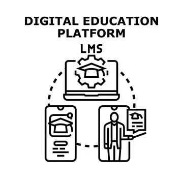 Digital education platform learning management system concept Illustrazione stock
