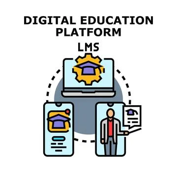 Digital education platform learning management system concept Stock Illustration