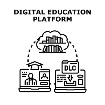 Digital education platform providing online learning content 库存插图