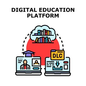 Digital education platform providing online learning content Ilustração Stock
