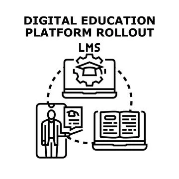 Digital education platform rollout learning management system イラスト素材