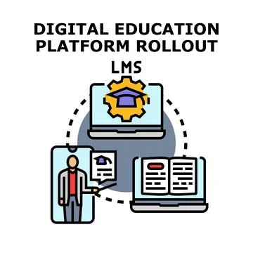 Digital education platform rollout learning management system Stock Illustration