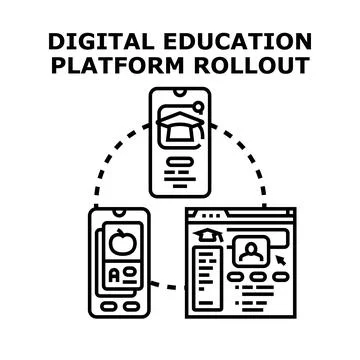 Digital education platform rollout strategy illustrating online learning Stock Illustration