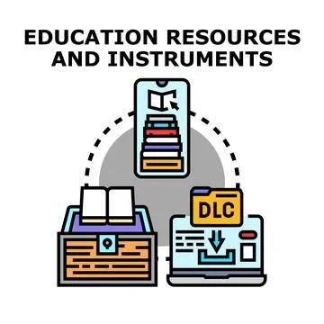 Digital education resources, learning instruments concept Stock Illustration
