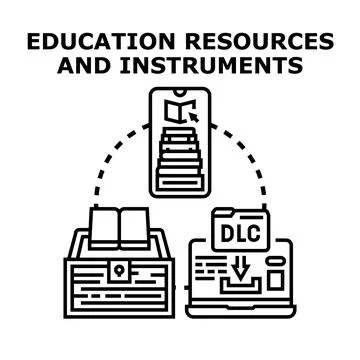 Digital education resources, learning instruments concept Stock Illustration