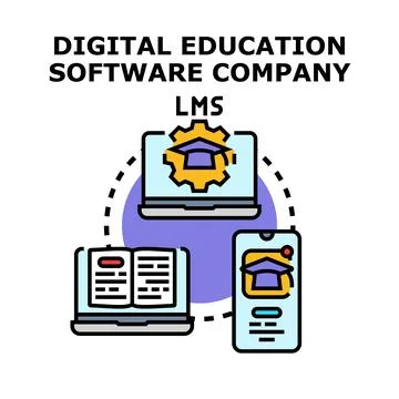 Digital education software company developing online learning system 库存插图