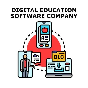Digital education software company offering online learning platform Stockillustratie
