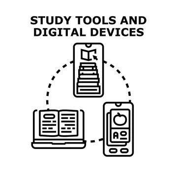 Digital education studying tools and online learning concept イラスト素材